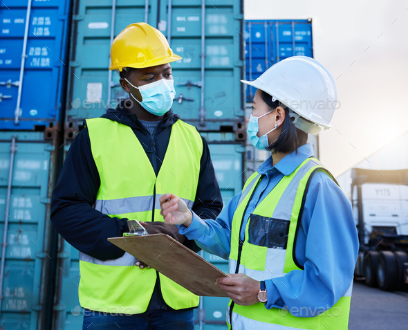 Container manager, covid checklist safety and security cargo or distribution inspection team. Inven