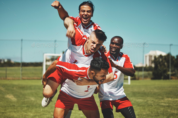 Soccer player, soccer and soccer field, winner and team, diversity and ...