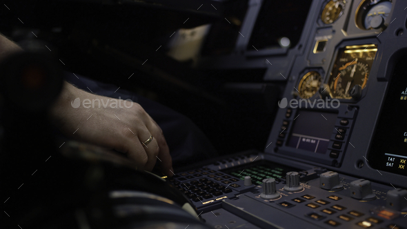 Panel Of Switches On An Aircraft Flight Deck Autopilot Control Element