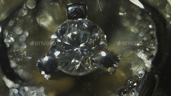 Diamond solitaire ring closeup in dark environment. Big blue diamond, closeup view. layered - Stock Photo - Images