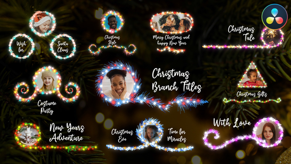 Christmas Branch Titles And Lower Thirds for DaVinci Resolve