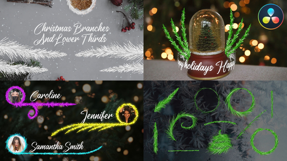 Christmas Branches And Lower Thirds for DaVinci Resolve