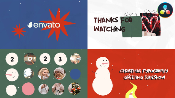 Christmas Typography Greeting Slideshow for DaVinci Resolve