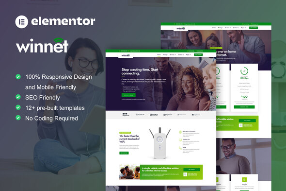 WinNet - Broadband & Internet Service Provider Elementor Template Kit