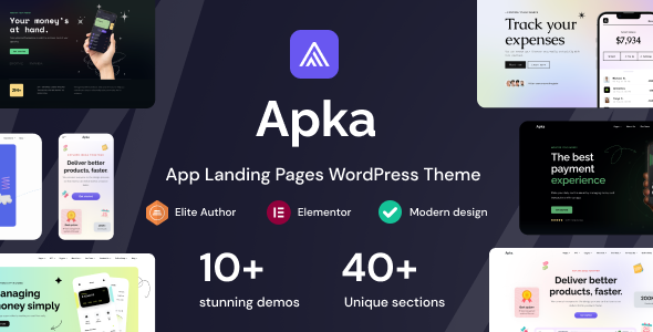 Apka – App Landing Pages Elementor WordPress Theme