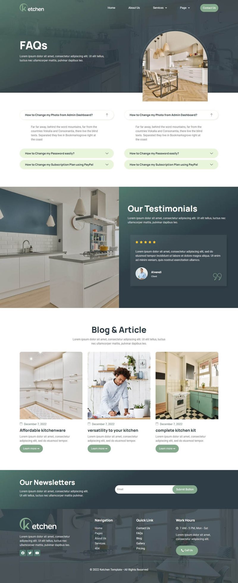 Ketchen Modern Kitchen Elementor Template Kit by Kitpro ThemeForest