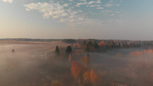 Countryside on a Foggy Morning in Russia
