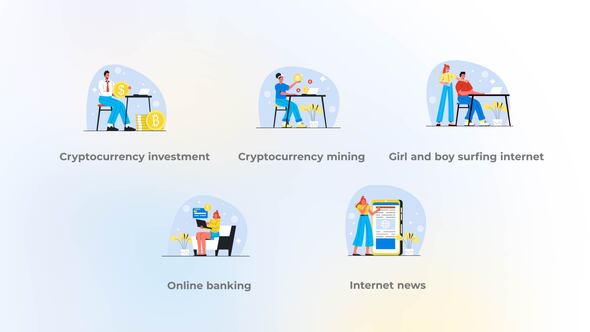 Cryptocurrency investment - Flat concept