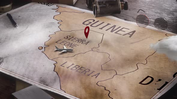 Vintage Travel World Map Country Sierra Leone Location alt