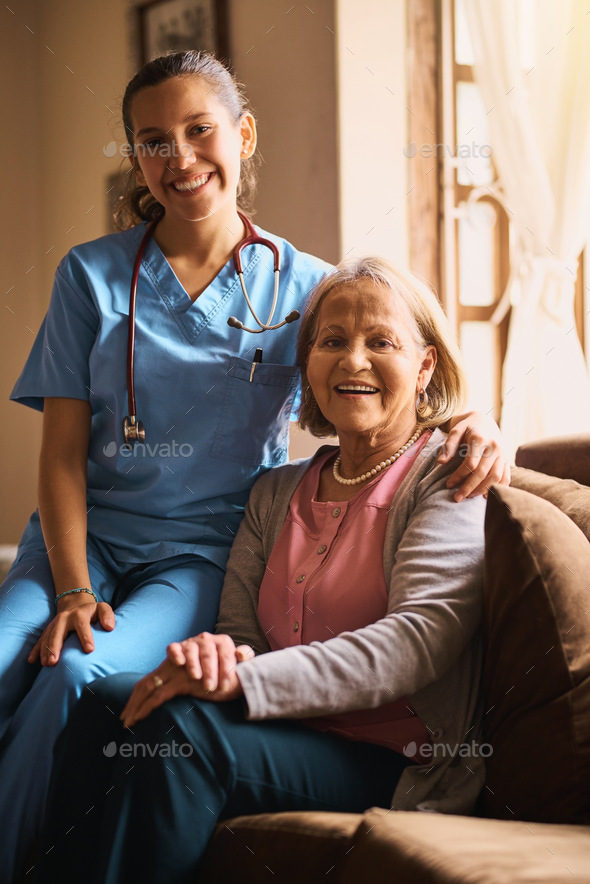 Im here whenever she needs me. Shot of a female nurse and a senior woman in a retirement home.