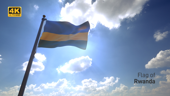 Rwanda Flag on a Flagpole V4 - 4K alt