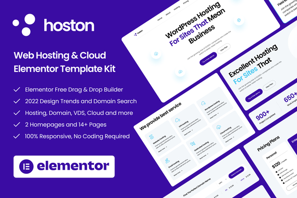 Hoston - Web Hosting & Cloud Elementor Template Kit