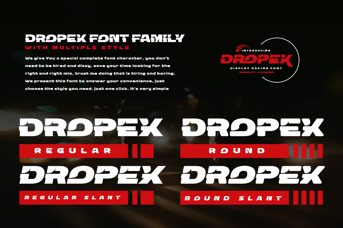 DROPEX – Sport Racing Font, Fonts | GraphicRiver