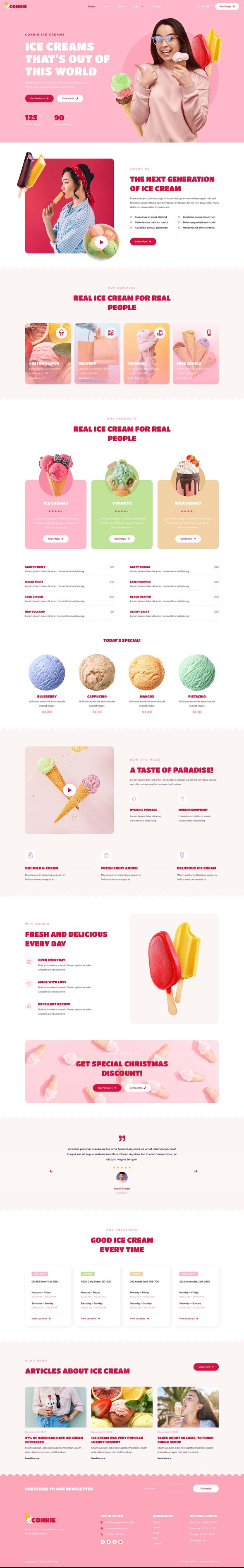 Connie - Ice Cream Shop Elementor Template Kit