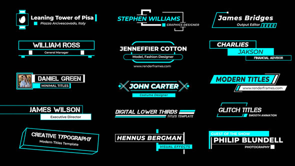 DIgital Glitch Lower Thirds Elements template preview