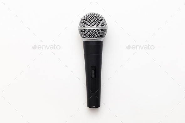 Vocal Microphone on white background, mock up - Stock Photo - Images