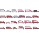 Emergency Vehicles Icons Set Cartoon Vector