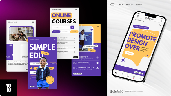 Online Courses Stories Video Displays template preview