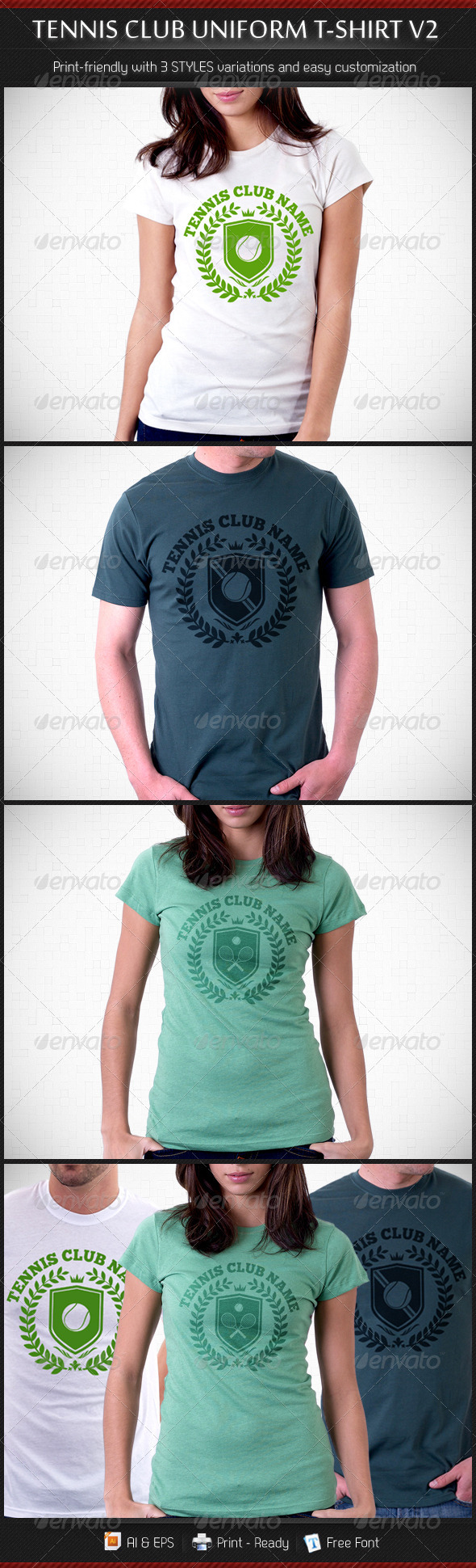 Tennis Club Uniform T-Shirt Template V2 - Sports & Teams T-Shirts