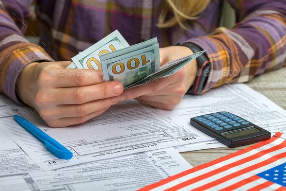 Completion of the U.S. Corporation Income Tax Return  - Stock Photo - Images