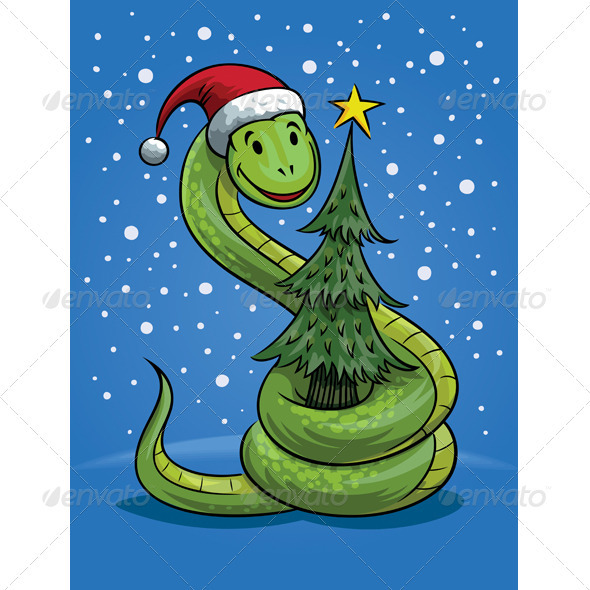 Christmas Snake Cartoon - Christmas Seasons/Holidays