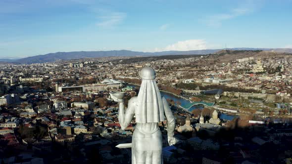 Aerial view. Monument to Mother Kartli, Tbilisi, Georgia