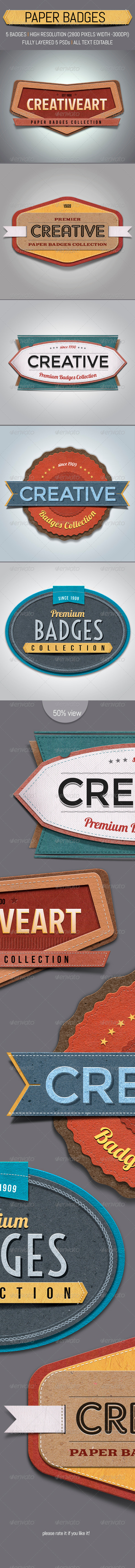 Paper Textured Badges - Badges & Stickers Web Elements