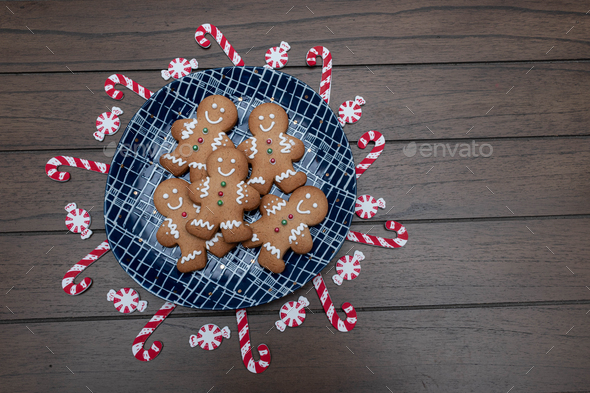 Christmas gingerbread man cookies - Stock Photo - Images