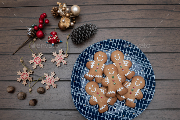 Christmas gingerbread man cookies - Stock Photo - Images