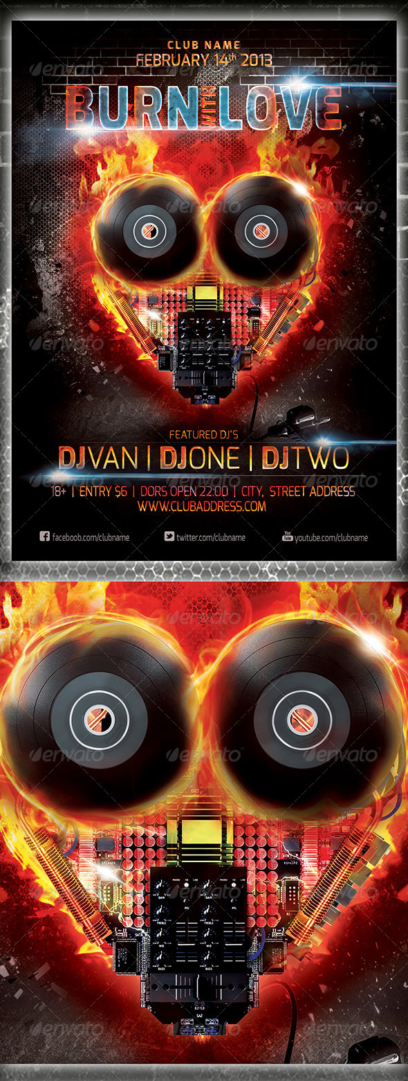 Burn With Love - Events Flyers