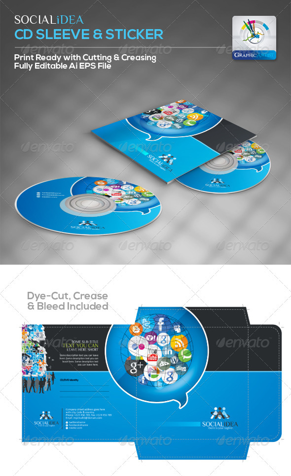Socialidea Creative Social Media CD Packaging - Packaging Print Templates