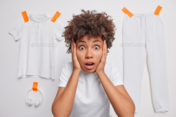 Latin Curly Hair Teenage Girl Pose For Portrait Hands On Face Stock Photo -  Download Image Now - iStock