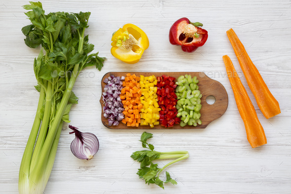 Chopped fresh vegetables (carrot, celery, onion, colored peppers