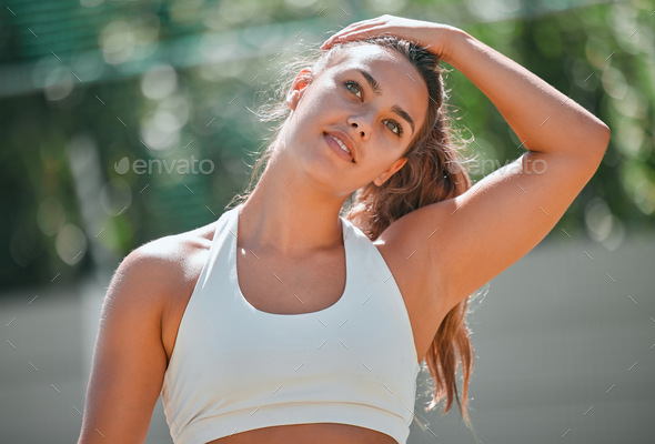 Beautiful Athletic Women Excercises In A Park Stock Photo, Picture