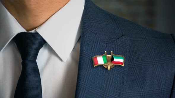 Businessman Friend Flags Pin Italy Kuwait alt