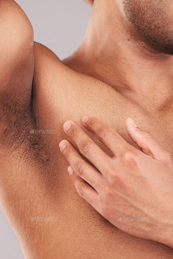 Handsome Man Caressing Woman Soft Fresh Armpits Skin. Body Care Stock Photo