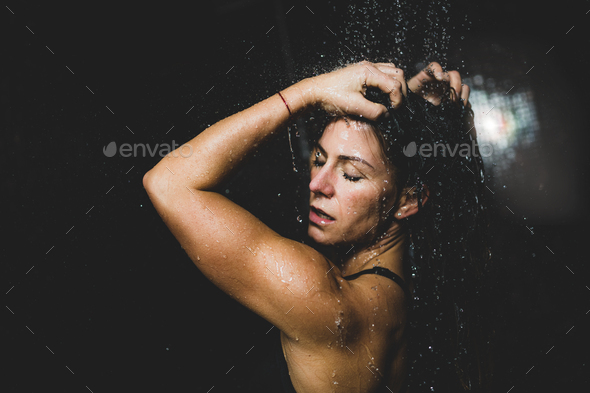 Woman Under the Shower - Stock Photo - Images