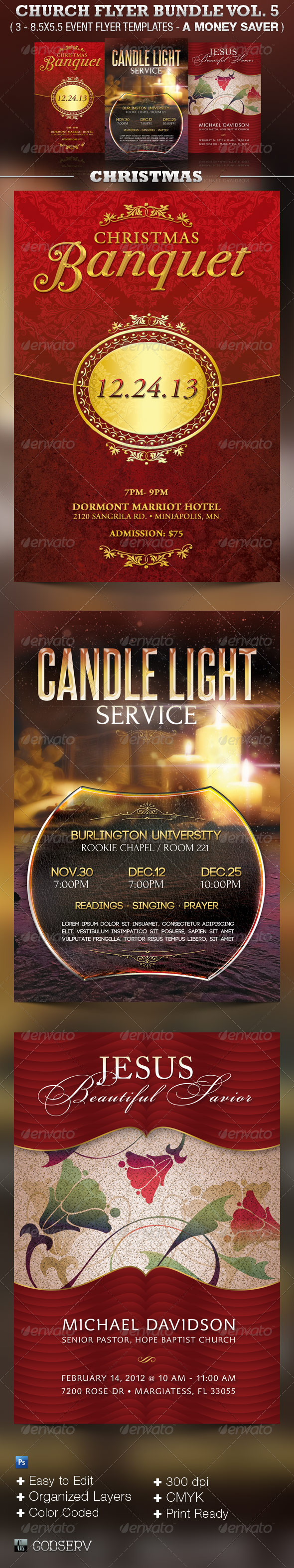 Christmas Church Flyer Template Bundle Vol 5 - Church Flyers