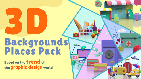 3D Backgrounds and Places Pack for Animated Presentation Video Displays template preview