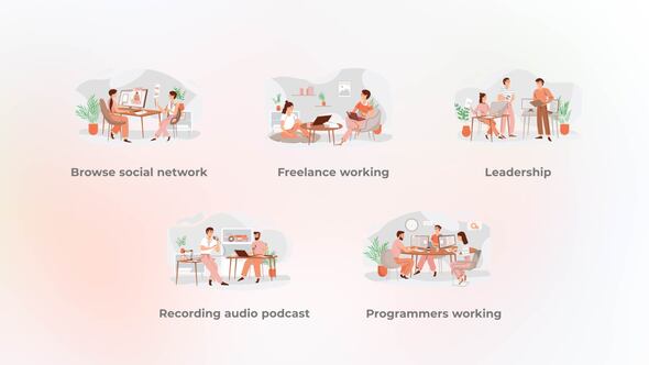 Programmers working - Flat concept