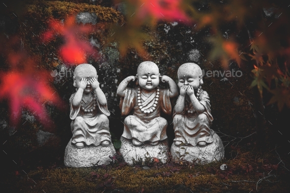 Scenery of Buddhist statues in Japan, representing \