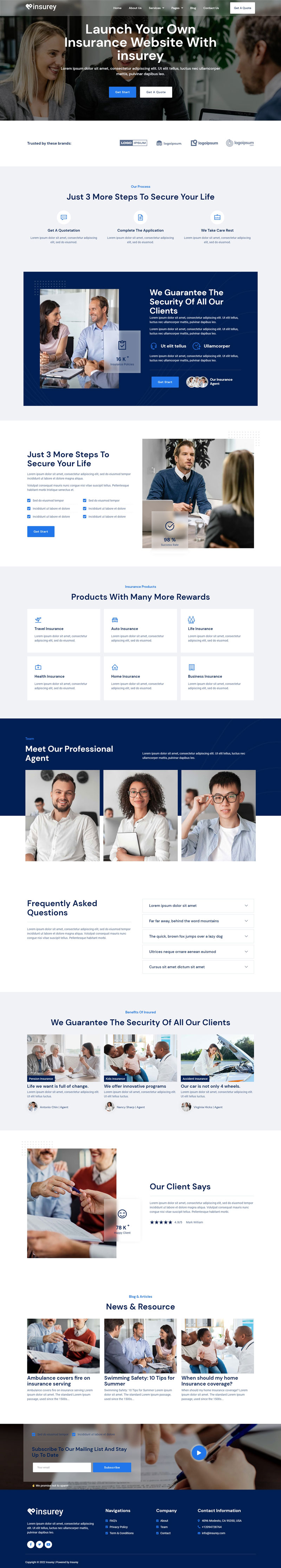 Insurey - Insurance Business Elementor Template Kit by Freevetis ...