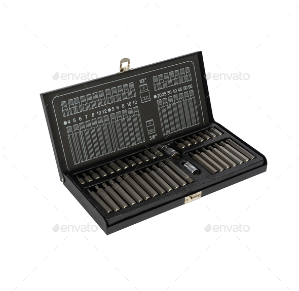Sets of screwdriver bits heads tips Screwdriver Bit Set in carry case  isolated on white background - Stock Photo - Images