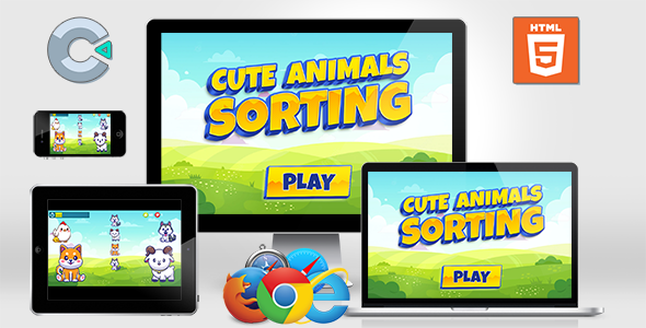 Cute Animal Sorting - HTML5 Educational game