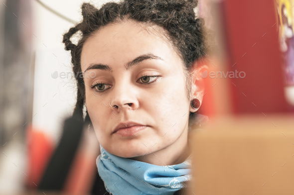 Closed up shot of a young pretty girl. stock photo