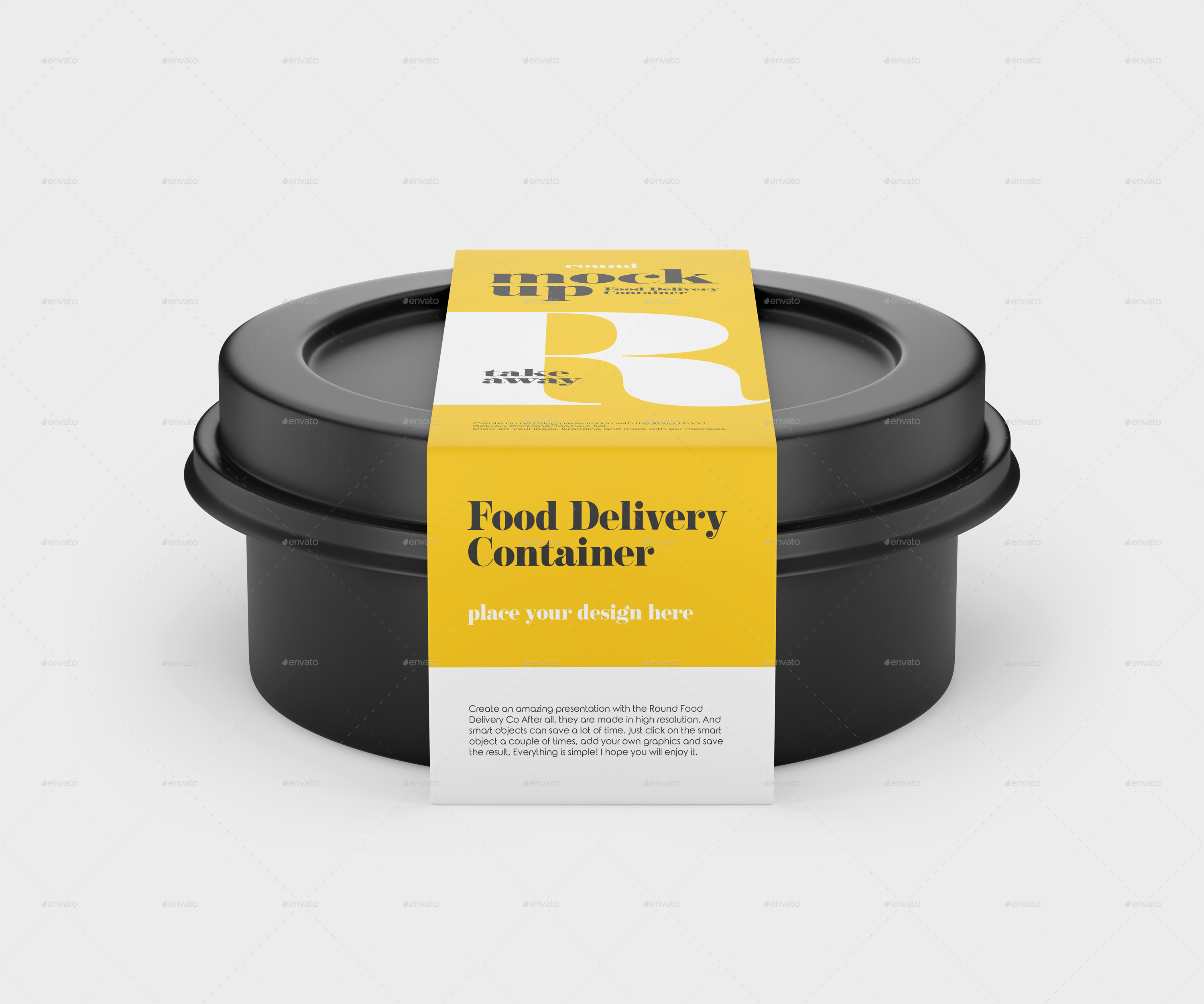 Round Food Delivery Container Mockup Set, Graphics GraphicRiver