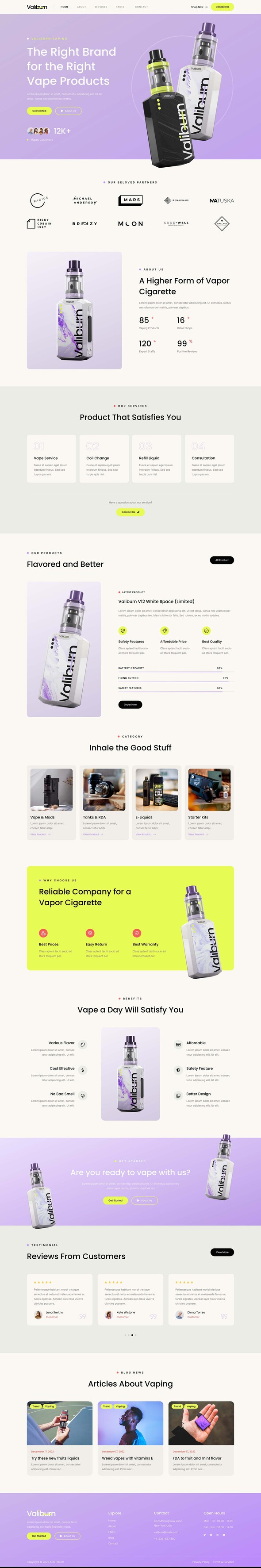 Valiburn – Vape E-Cigarettes Store Elementor Template Kit