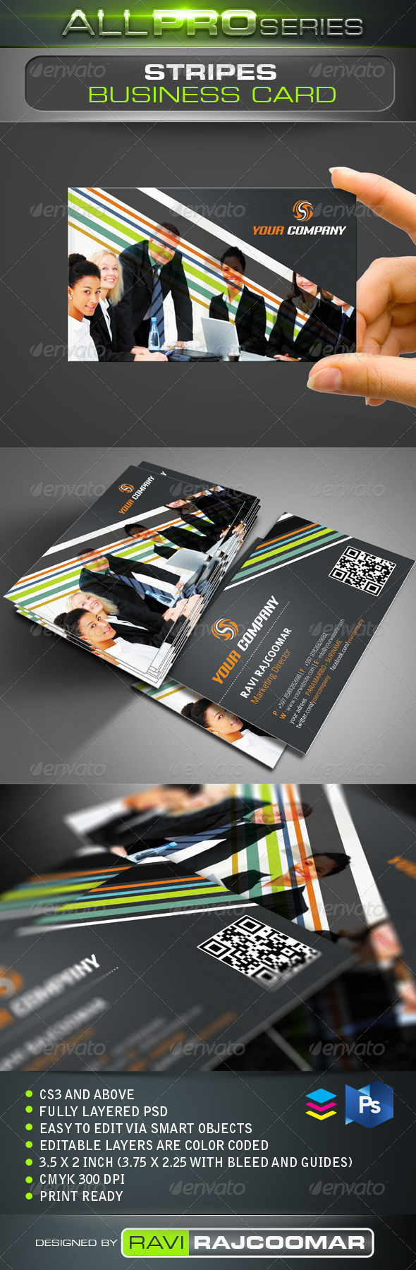 Stripes Business Card - Corporate Business Cards