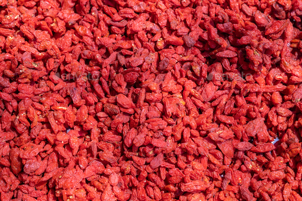 Dried Wolfberry or Goji berries, Chinese Herbal healthy food source of Vitamin C