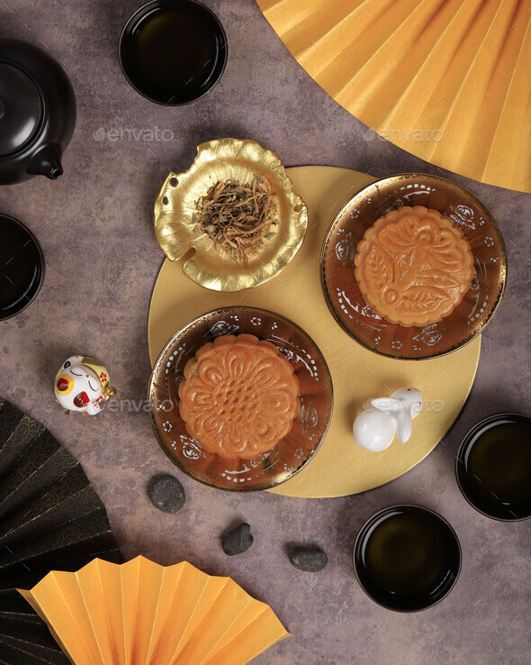 Yue Bing or Moon Cake for Mid Autumn Festival - Stock Photo - Images